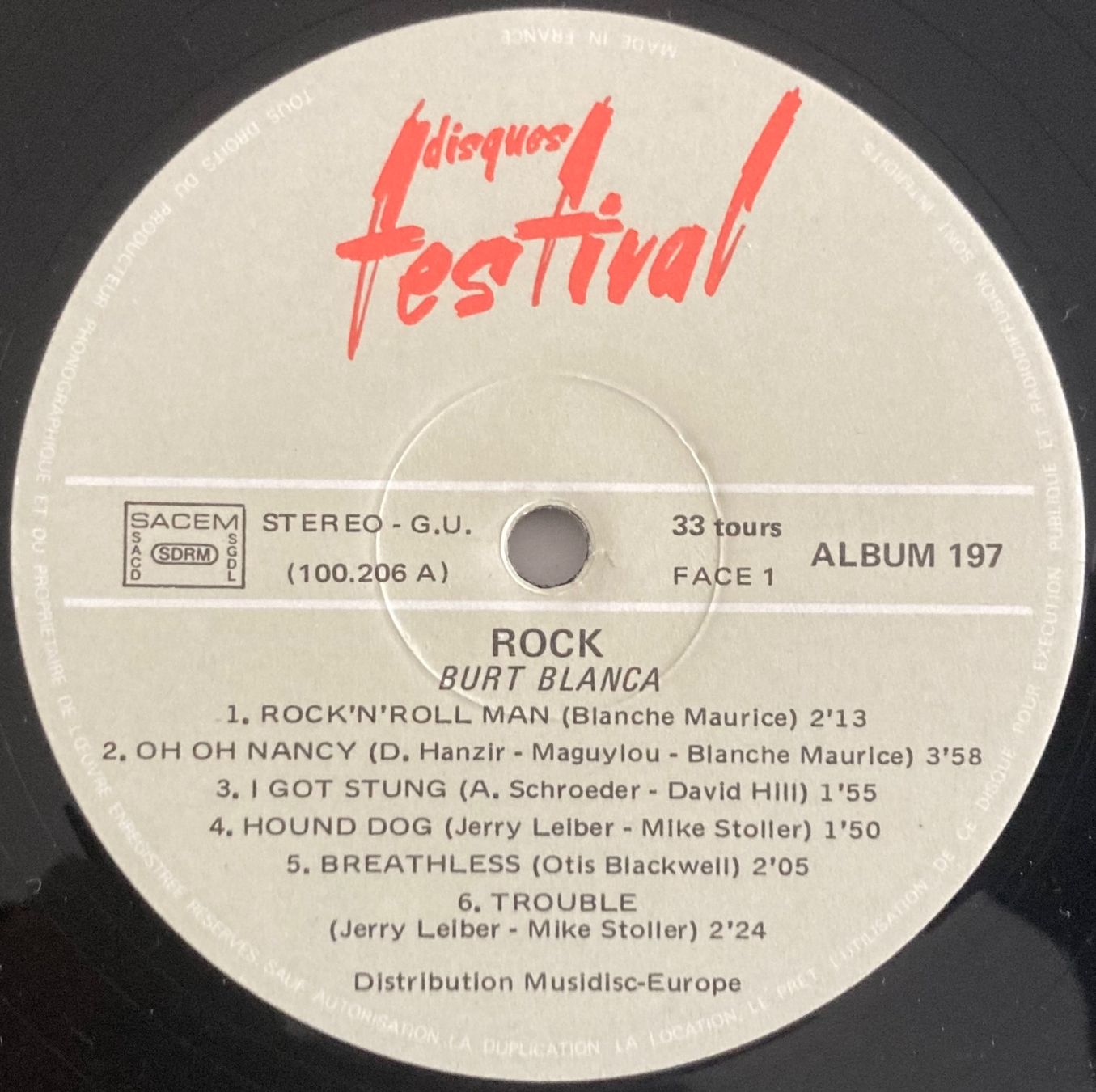 Dischi in vinile: BURT BLANCA - ROCK – Usato da Poliez-Pittet venduto da Newtown-Records 2