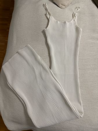 Robe longue H&M blanc côtelé taille XS