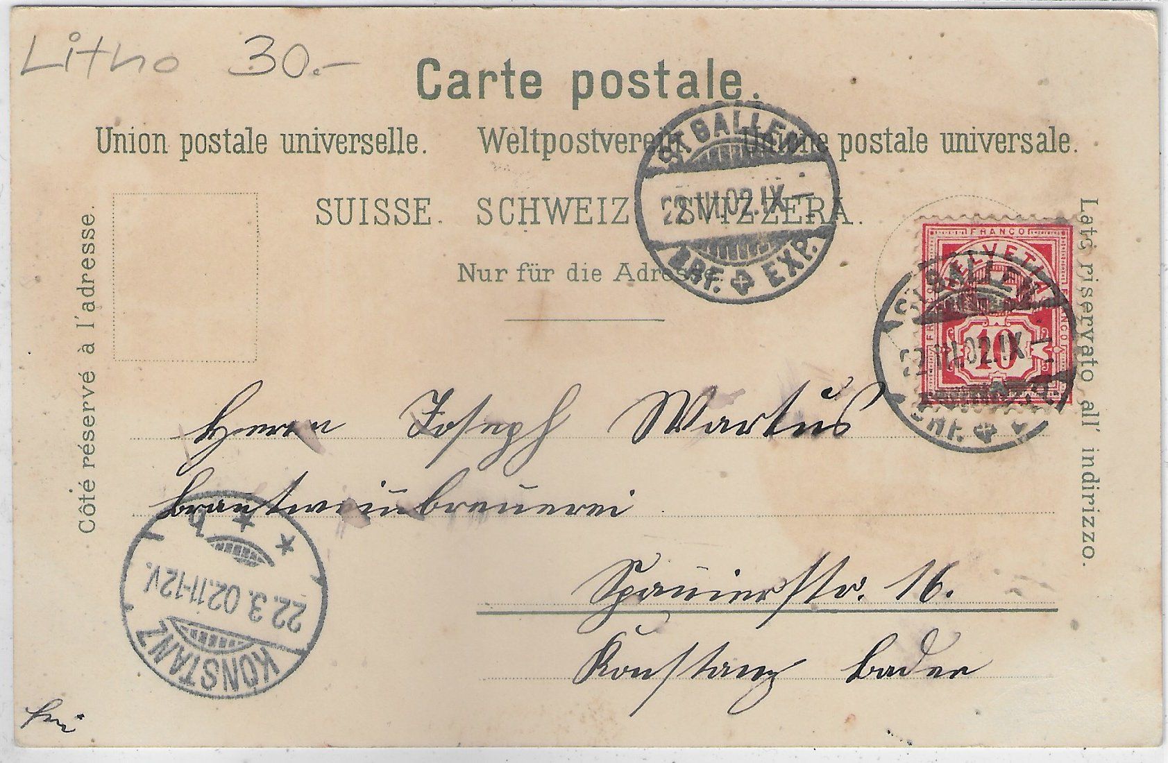 Cartoline postali: Gruss aus St. Gallen - Litho – Usato da Ettingen venduto da Kartenplanet 1