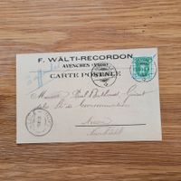 Carte  F.Wälti-Recordon Avenches Vaud 1908