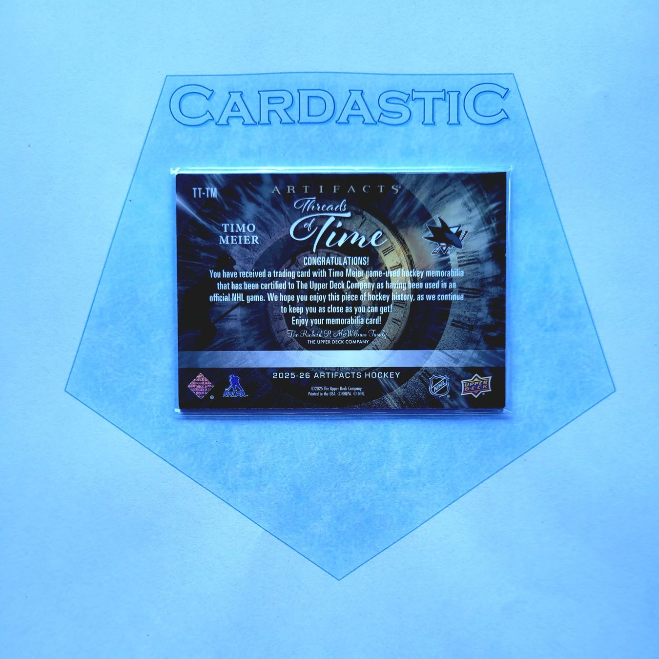 NHL Carte collezionabili: Timo Meier 2025-26 Artifacts Threads of Time Jersey – Usato da Laufen venduto da Cardastic 1