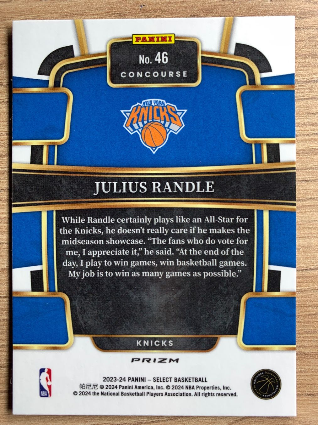 Cartoline: NBA Julius Randle RED ICE Concourse Select 23/24 – Usato da Netstal venduto da Clutch79Cardz 1