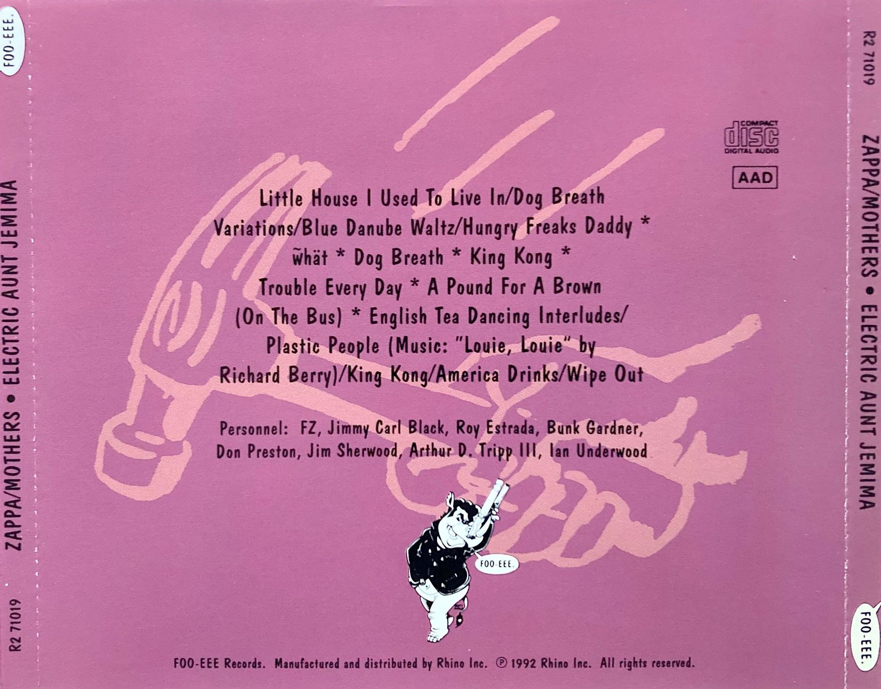 CD: FRANK ZAPPA - ELECTRIC AUNT JEMIMA – Usato da Bottens venduto da hotter-than-hell 1