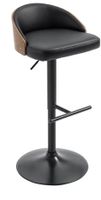 Barhocker höhenverstellbar Kunstleder Schwarz Holzoptik NEU