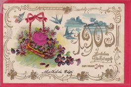 PRÄGEKARTE, HERZLICHEN GLÜCKWUNSCH ZUM NEUEN JAHRE 1905,1905