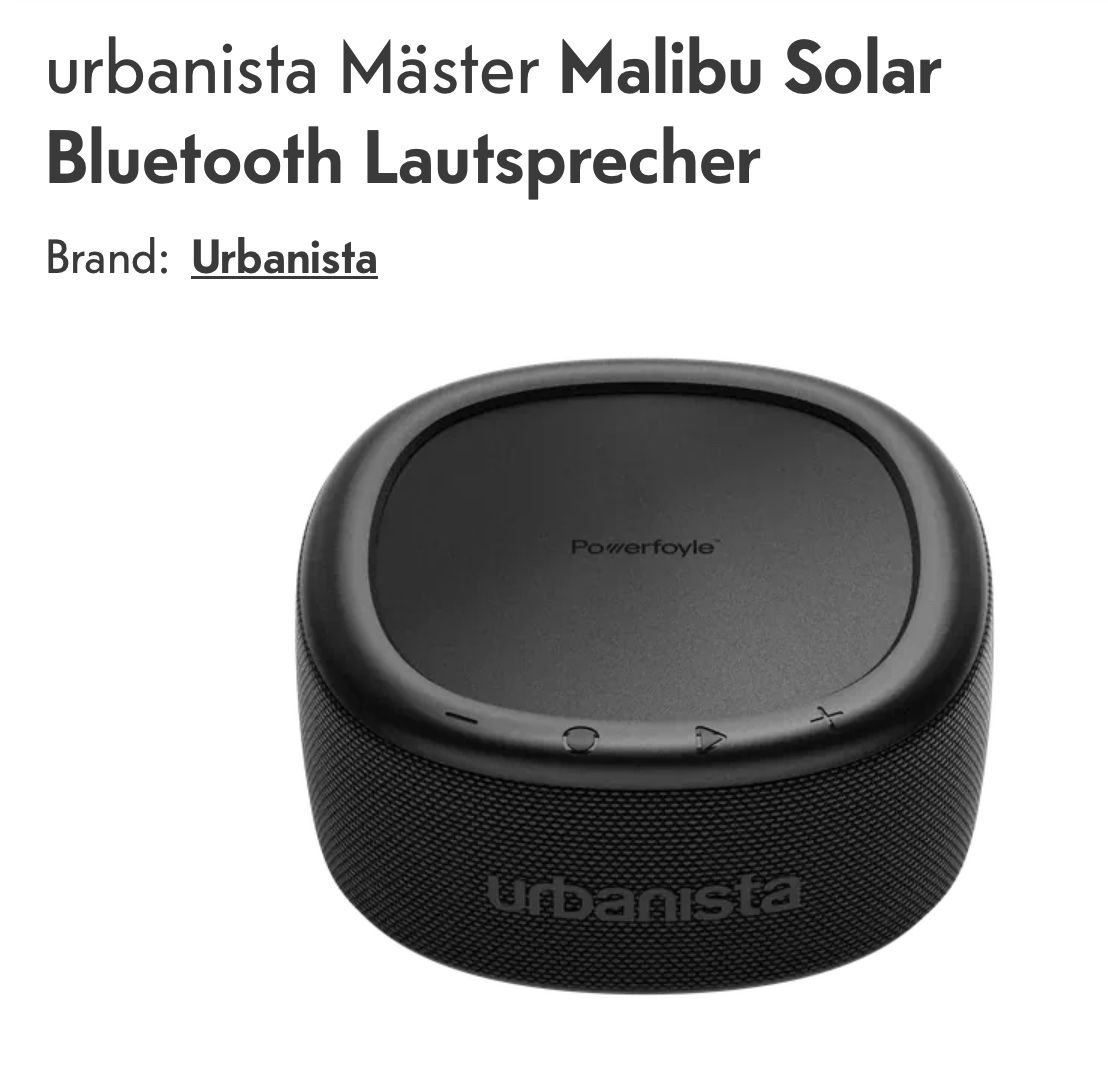 Casse acustiche: Solar Lautsprecher  Urbanista Bluetooth – Nuovo (secondo la descrizione) da Grabs venduto da mayram27 4