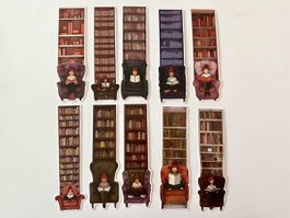 10x Book Lover Bookmarks Cozy Fall Stickers Bookish Gift Set