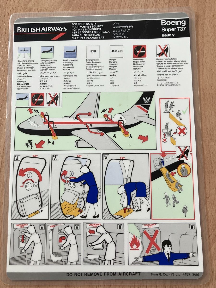Cartoline: British airways 737 Safety card – Usato da Zürich venduto da Classic_Collection_Zurich