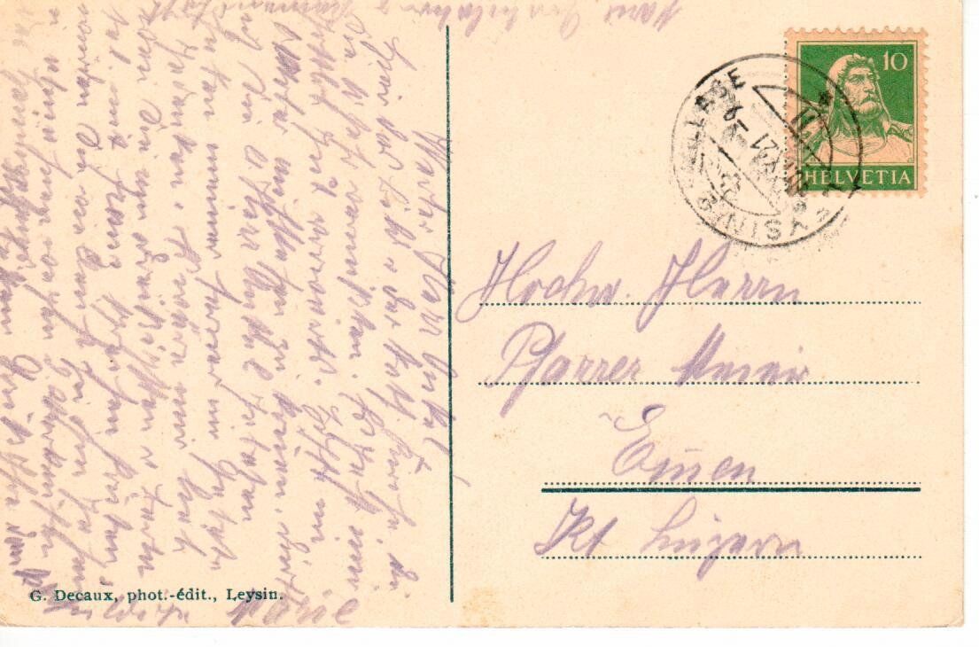 Cartoline postali: Leysin 1921 – Usato da Wolhusen venduto da Curver9 1