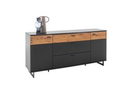 Sideboard CESENA Wildeiche massiv schwarzgrau 180 cm