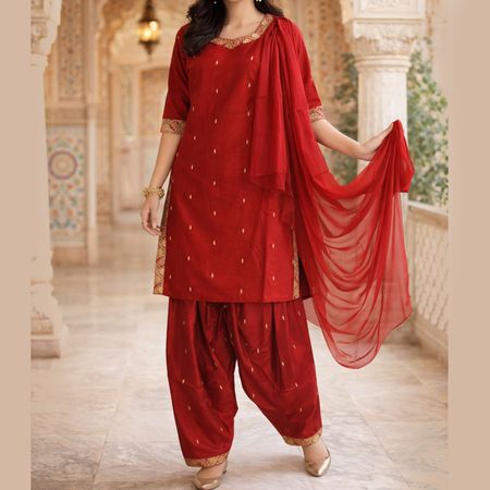 Salwar Kameez + Schal Gr 40 42 Bollywood Kleid Indien Rot