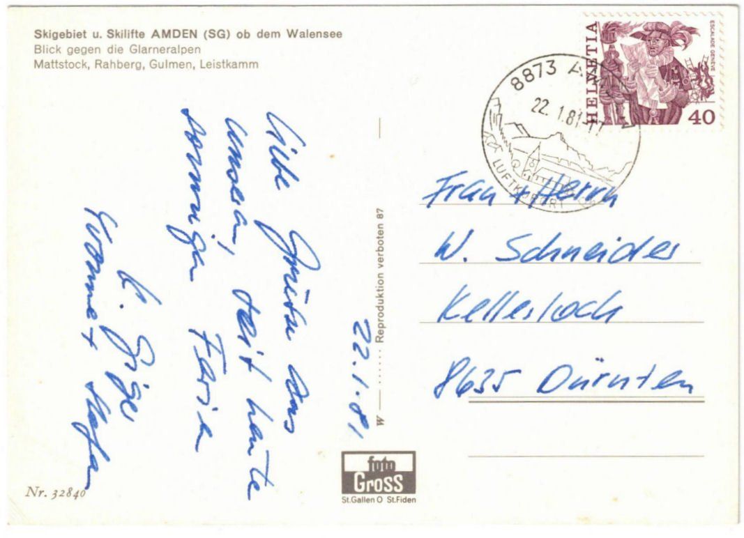Cartoline postali: Amden - 4 Bild AK – Usato da Binningen venduto da Mountainrider 1