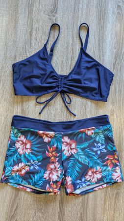 Costume da bagno due pezzi blu scuro taglia XL