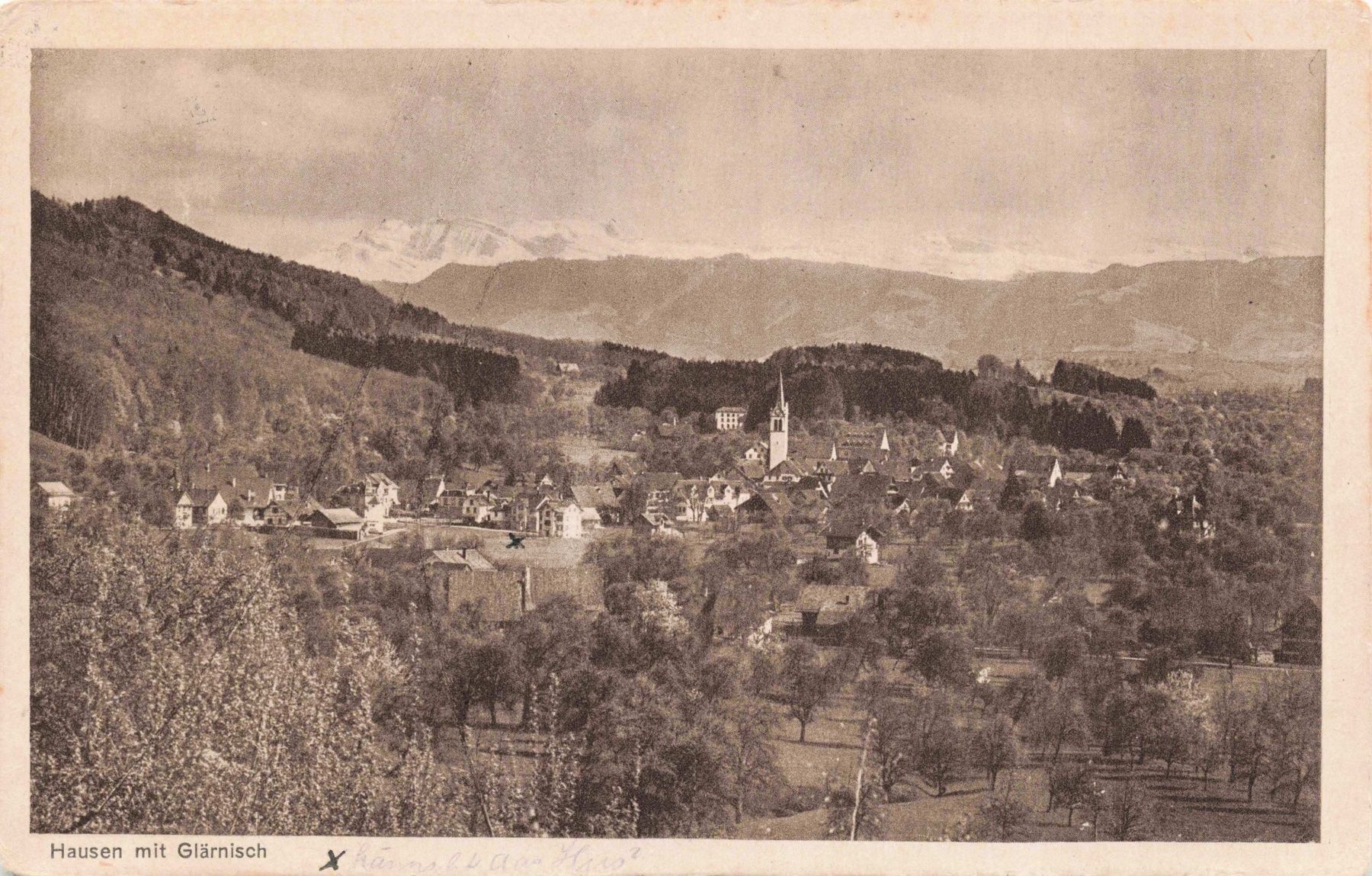 Cartoline postali: Hausen mit Glärnisch Mettmenstetten – Usato da Biasca venduto da Blenio71