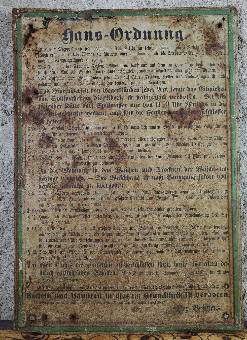 Insegne: grosses Blechschild Hausordnung – Usato da Birrwil venduto da brandschatz_birrwil 1