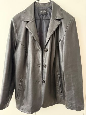 Vintage Lederjacke aus schwarzen Leder (Gr. L)