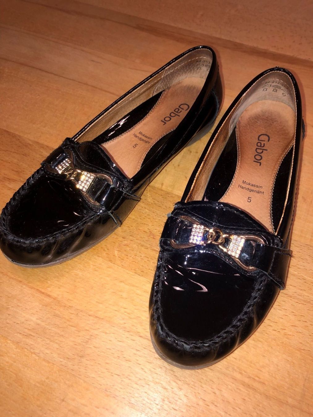 Gabor Damenschuhe: Gabor Mokassin Lackleder schwarz Glitzer 37.5 – Gebraucht aus Winterthur von chiaraelisa93