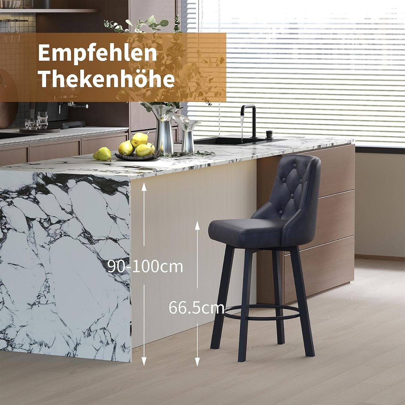 Hocker: Barhocker 4er Set PU-Leder wasserdicht Schwarz – Neu und originalverpackt aus St. Gallen von VerkaufsMaus50 5