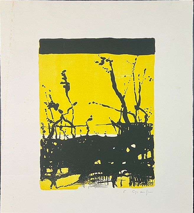 Grafiken & Lithographien: Fernand Giauque. Expressive Landschaft, Farblitho. – Gebraucht aus Zumikon von tesoro8853
