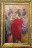 Dipinto olio su tela, figure femminili, XX secolo