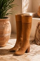 Stiefel Damen Leder braun Grösse 37 perforiert Absatz