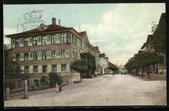 Cartoline postali: AK Heiden, Hotel Linde, Strassenpartie – Usato da Berlin venduto da bartko-reher