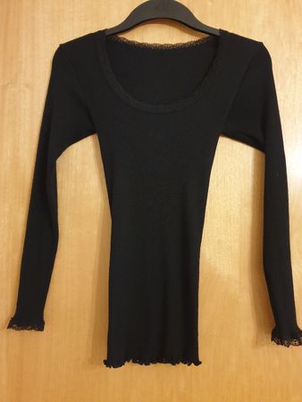 T-shirt manche longue, M, noir, coton, laine, excellent état