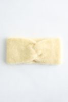 Flauschiges Stirnband hellgelb aus Mohair & Wolle