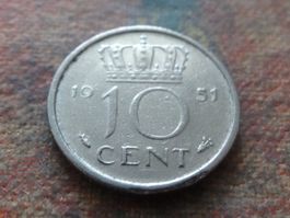 PAYS-BAS  Nederland  10  Cent  1951
