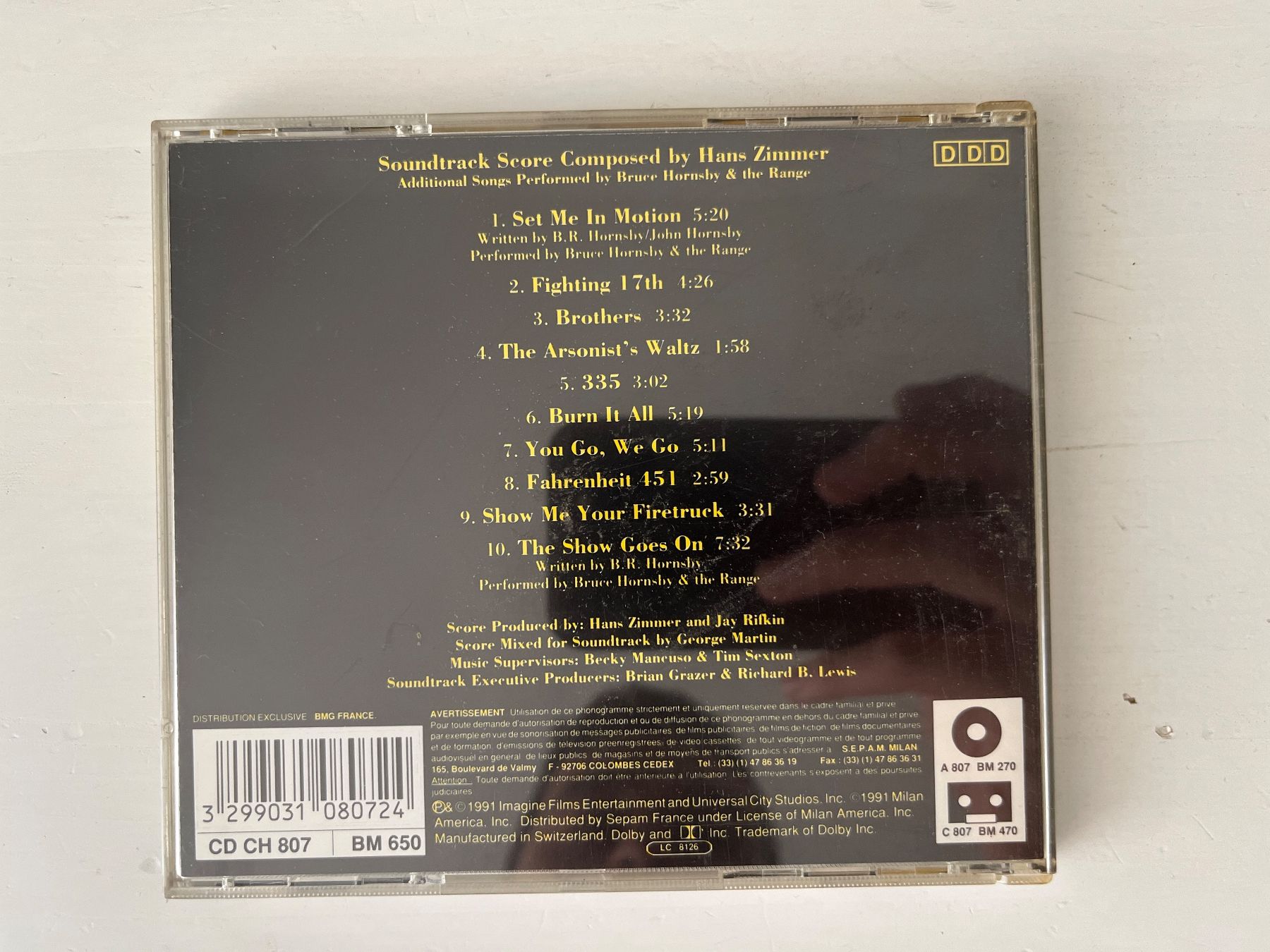 CD: Backdraft Soundtrack CD 💿 Hans Zimmer – Usato da Sierre venduto da black.box 1