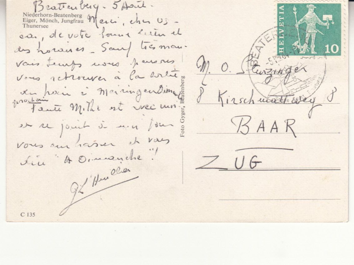Ansichtskarten: Niederhorn 1964 – Gebraucht aus Bürglen TG von StampGraf 1