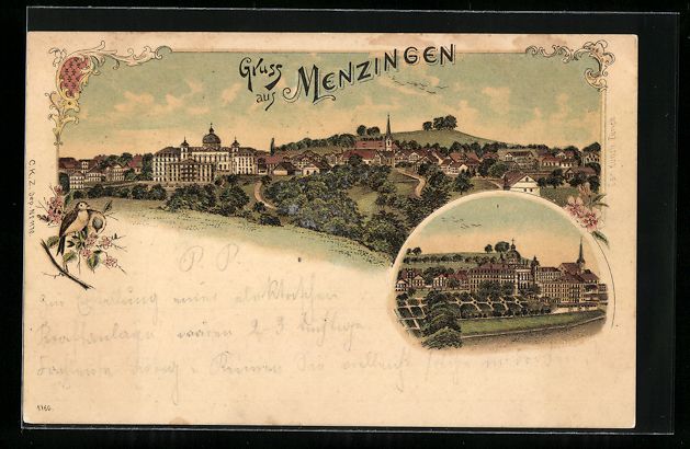 Ansichtskarten: Litho Menzingen, Totalansicht der Stadt – Gebraucht aus Berlin von bartko-reher