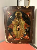 Alte Ikone Jesus Christus mit Kind restaurationsbedürftig
