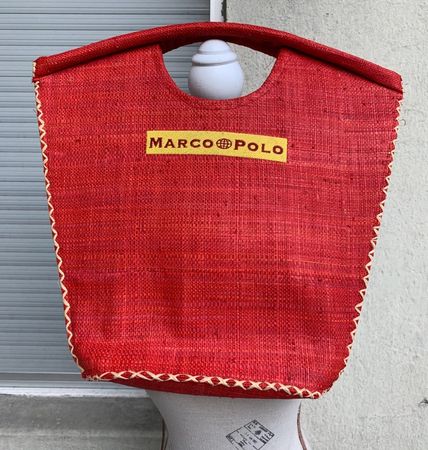 Super sac d'été Marco POLO de paille et tissé rouge