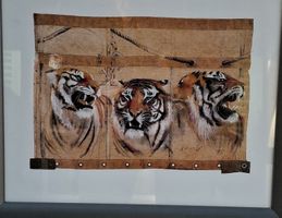 Rolf Knie Kunstdruck mit Tiger Motiven gerahmt guter Zustand