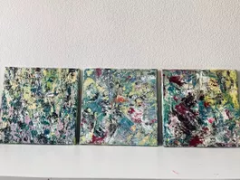 Acryl auf Leinwand Triptychon 3-teiliges Gemälde 30 x 30 cm