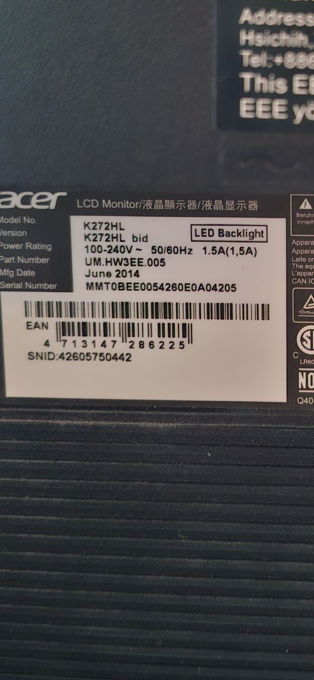 Acer Monitor: Acer Bildschirm 27'' K272HL – Usato da Pfäffikon ZH venduto da Nadine_See 2