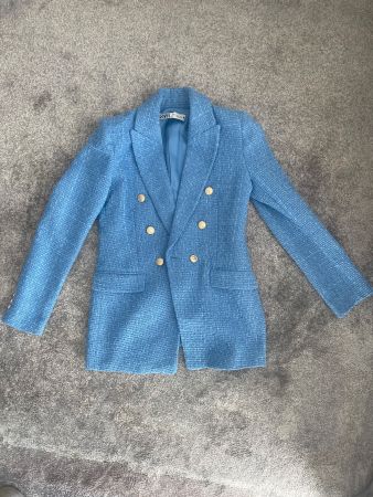 Veste Zara bleu clair en tweed - Taille S - État neuf!