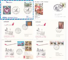 42 Stk. CH Flugpost Briefe, Karten ab 1987, Swissair etc.