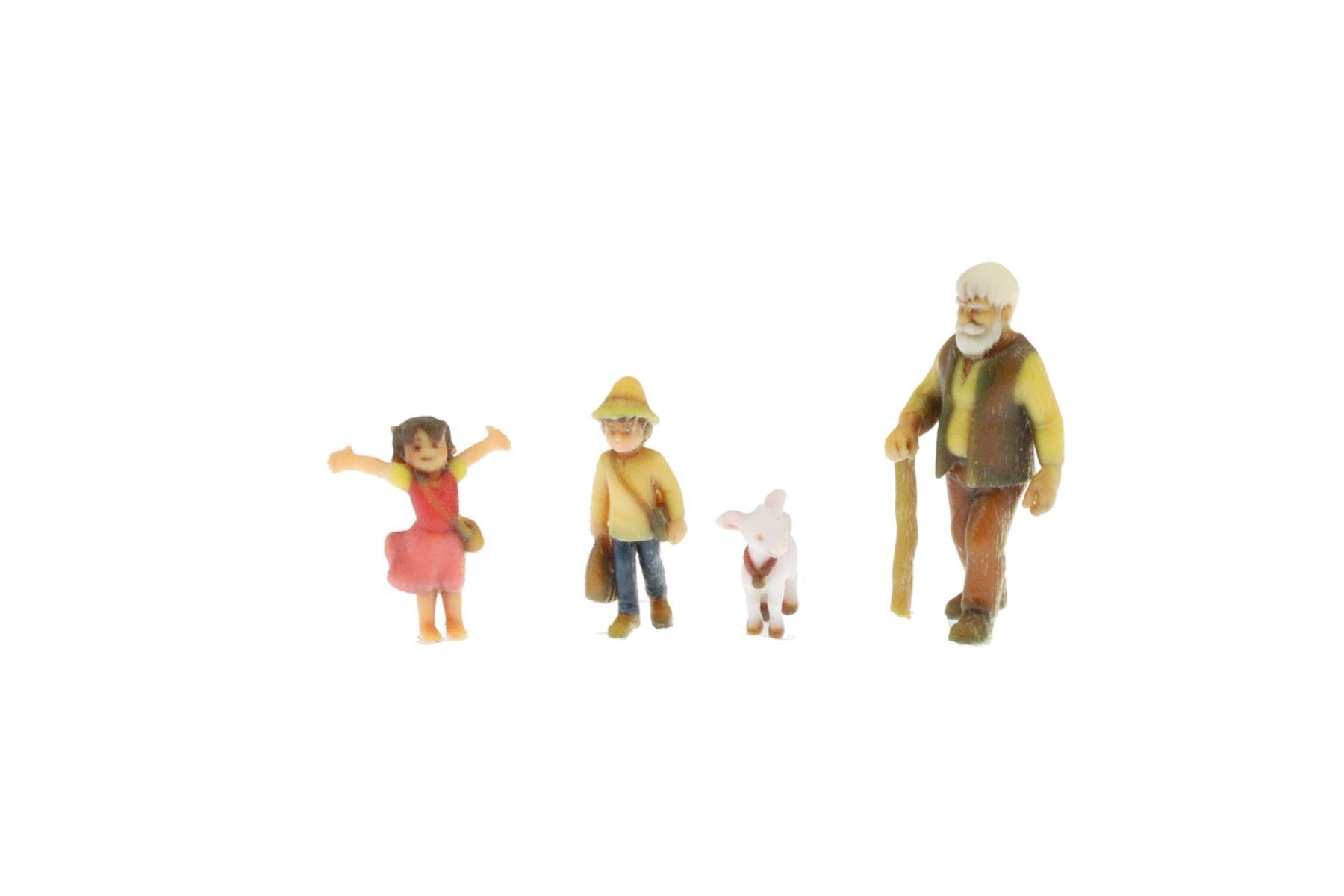 Modellini di ferrovie: Figurenset "Heidi mit Alp-Öhi, Peter und Geiss" 4-teilig H0 – Nuovo e nell'imballaggio originale da Bremgarten AG venduto da Sportivo2007