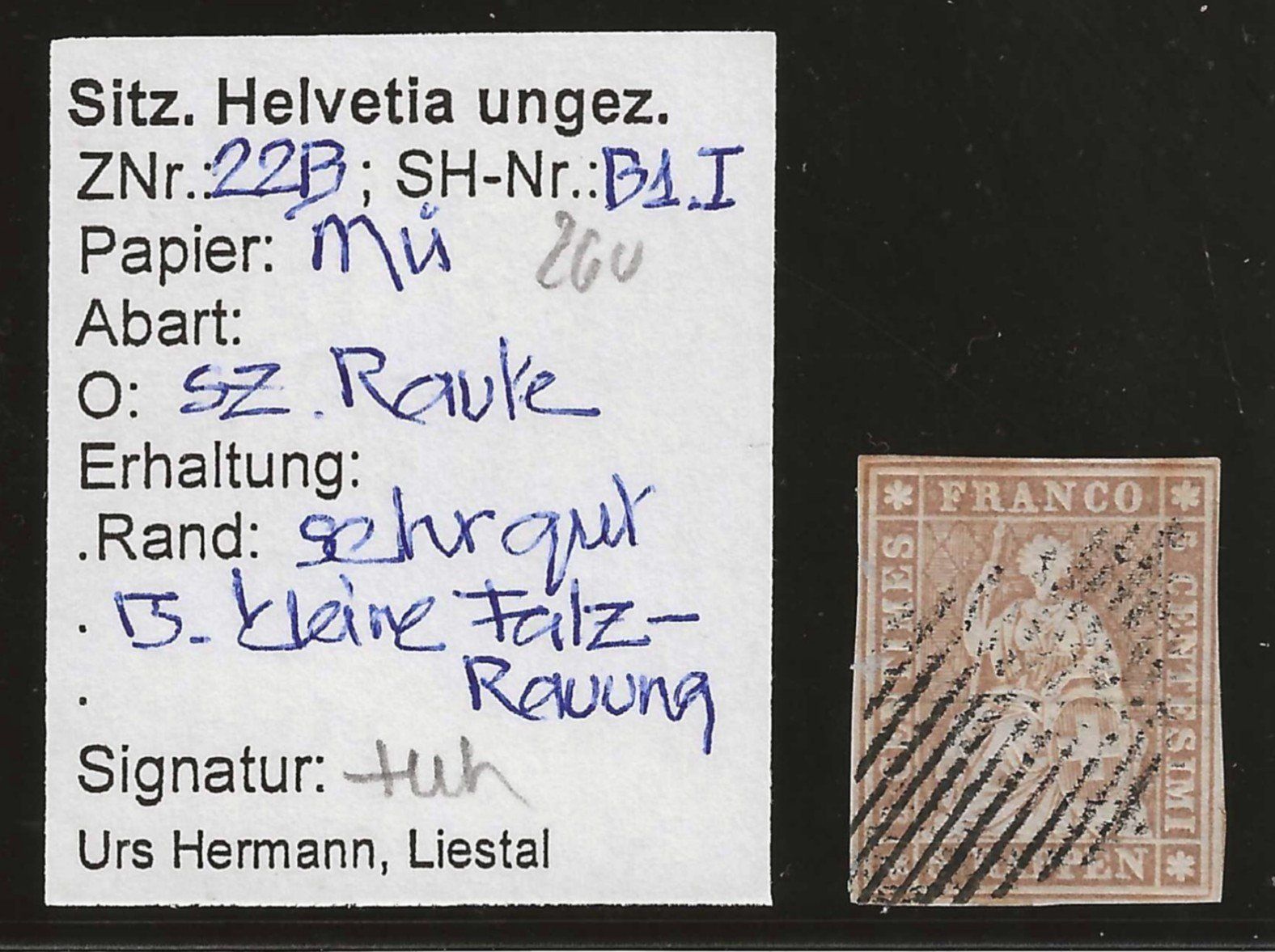 Tutti i francobolli: 1854 : Strubel Nr. 22B, vollrandig, mit Befund – Usato da Gümligen venduto da Geniusbuy