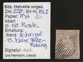 1854 : Strubel Nr. 22B, vollrandig, mit Befund