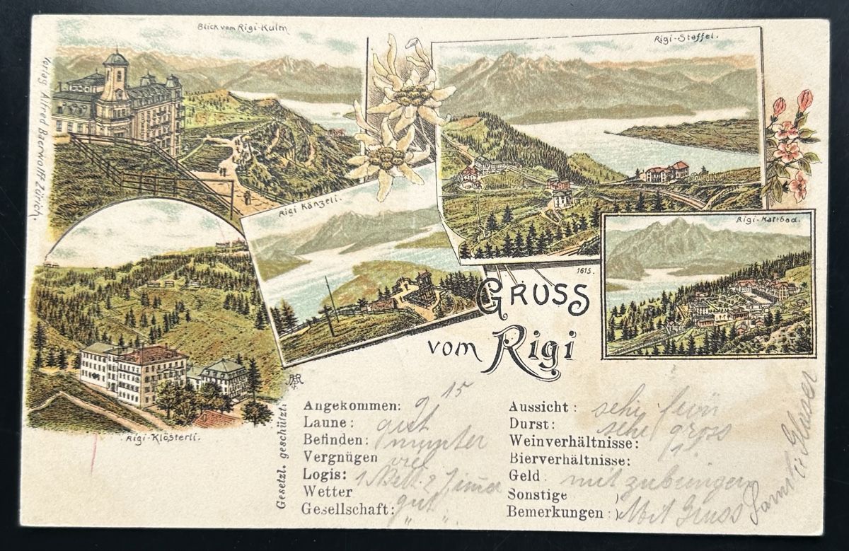 Cartoline postali:  Gruss vom Rigi Litho 5-Bildrig  – Usato da Horw venduto da Tellbub