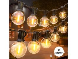 GLÜHBIRNEN LED LICHTERKETTE AUSSEN - 30 METER - 50+2 BIRNEN