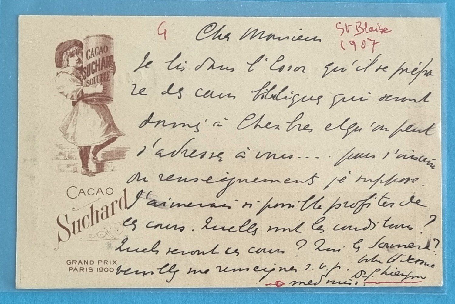 Alle Briefmarken: Suchard - Ganzsache - St. Blaise - Prilly - 1907 – Gebraucht aus Rothrist von RROENK