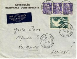 Luftpostbrief aus Frankreich nach Biel 1946