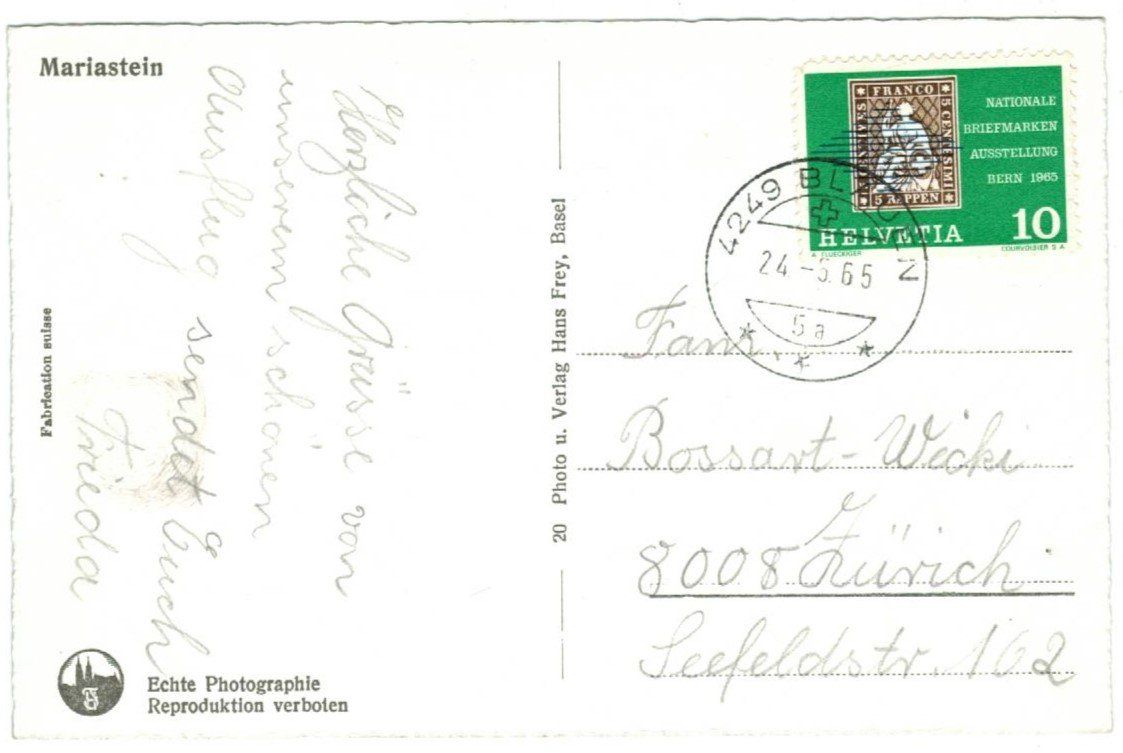 Cartoline postali: AK Mariastein 1965 – Usato da Zürich venduto da tol_b7c7 1