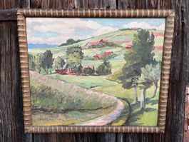 Altes Ölgemälde Landschaft, Henri Burn, datiert 1933