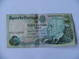 Portugal 20 Escudos Banknote, 1978, Selten, Top Zustand!