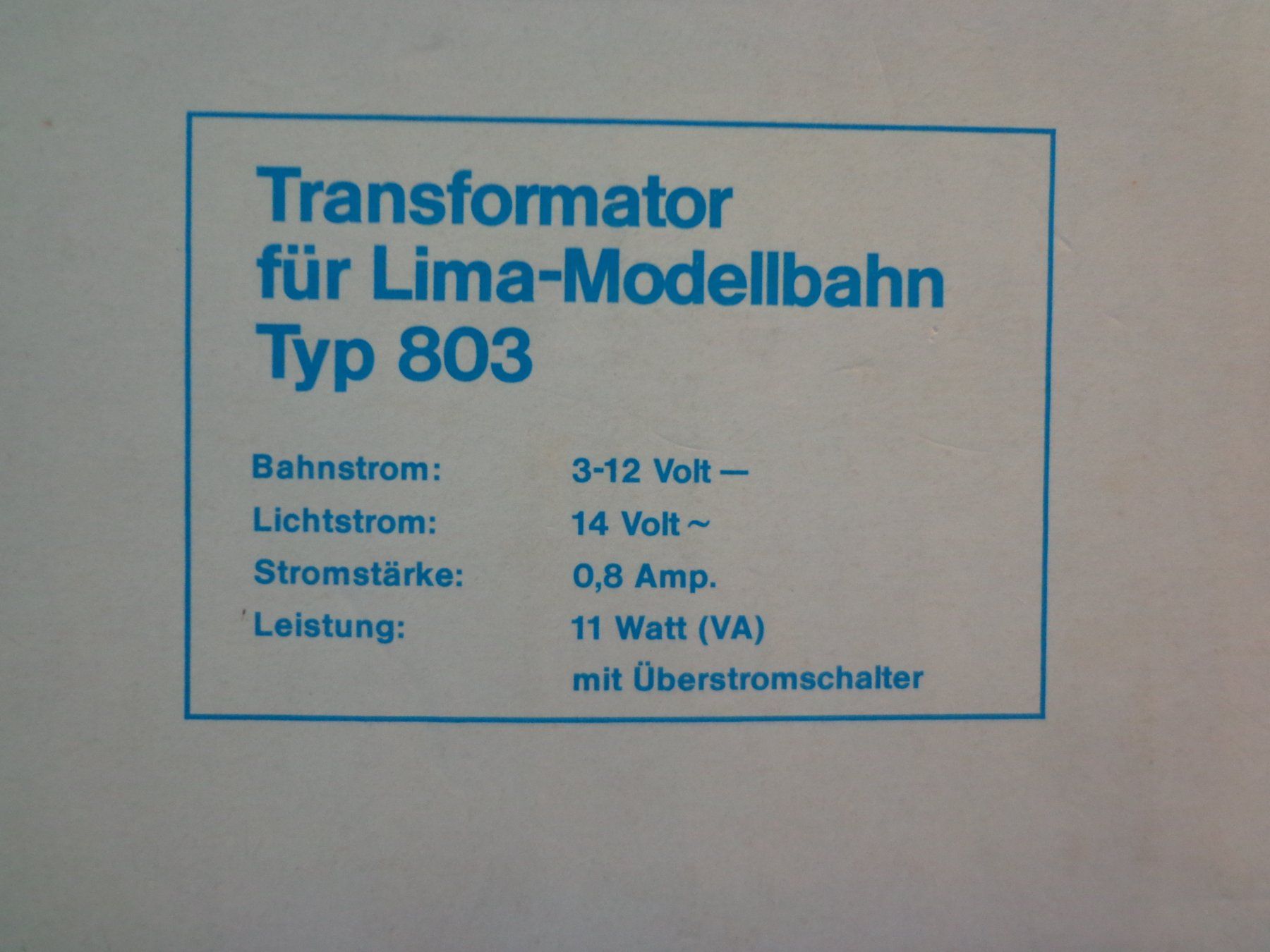 Lima Modelleisenbahnen: Lima Trafo Modellbahn Typ 803 – Neu (gemäss Beschreibung) aus Hinterkappelen von Roku5 4